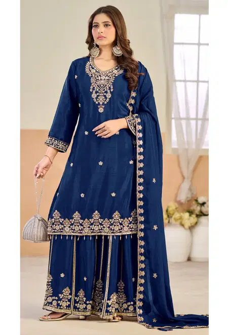 Bilqis B 270 A To D Chinon Embroidery Wholesale Readymade Sharara Suits In India 